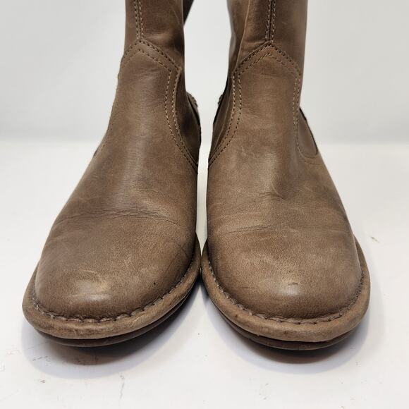 UGG Women Bandara Brown Leather Ankle Boots Booties Size 6.5 Stacked Heel Zipper - Picture 3 of 8